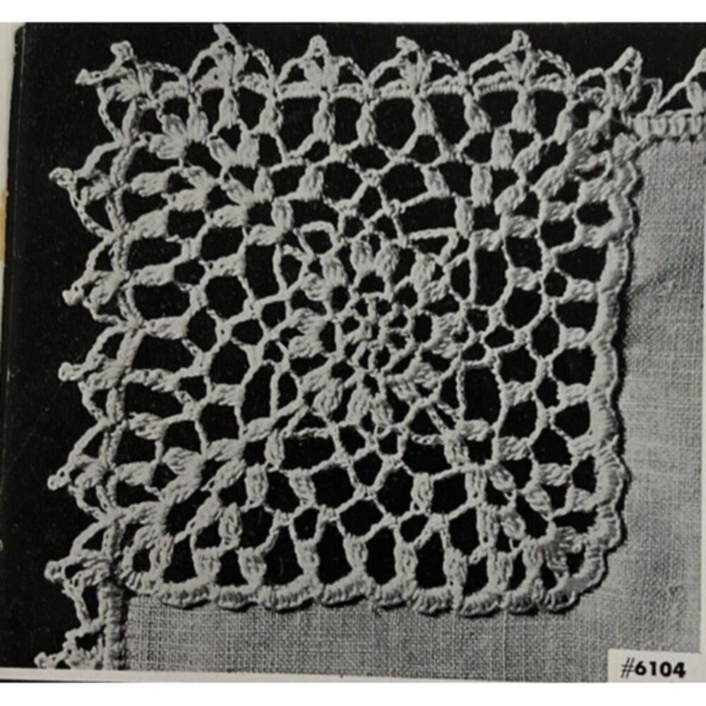 Vintage 1948 Handkerchief Edgings Tatting Crochet Pattern 6104 Irish Lace Doily